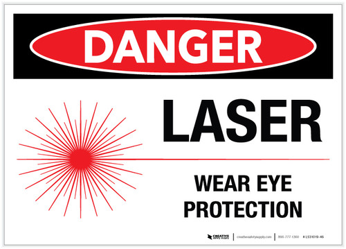 Danger: Laser Wear Eye Protection with Graphic - Label
