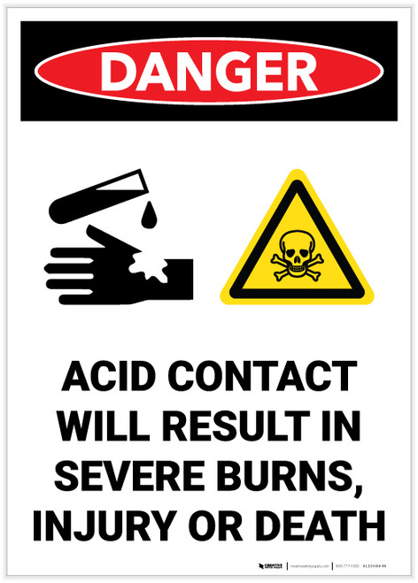 Danger: Acid Contact Will Result In Severe Burns - Label