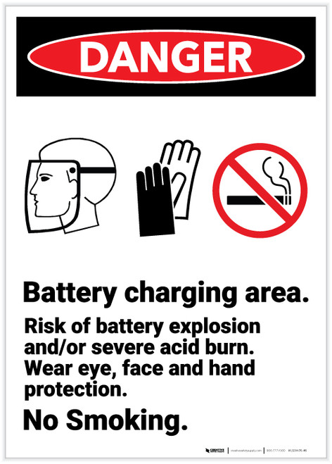 Danger: Battery Charging Area Portrait - Label