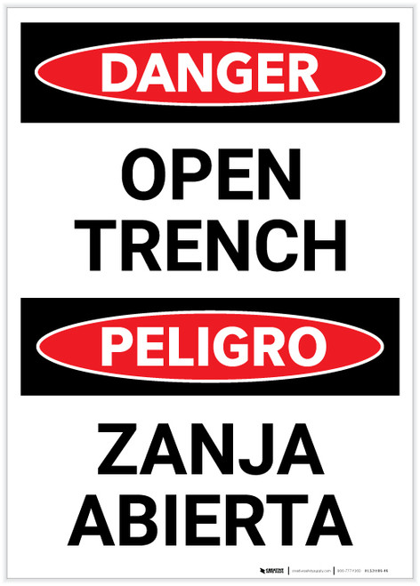 Danger: Bilingual Spanish Open Trench - Label