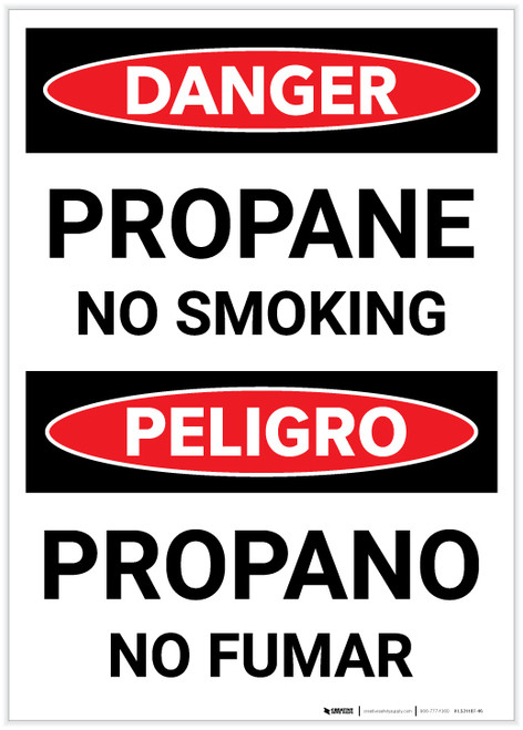Danger: Bilingual Spanish Propane No Smoking - Label
