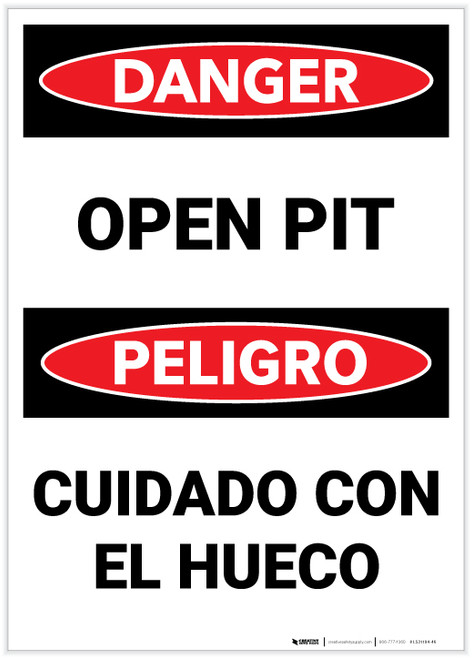 Danger: Bilingual Spanish Open Pit - Label