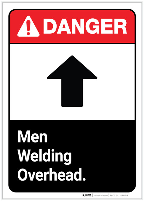Danger: Men Welding Overhead ANSI - Label