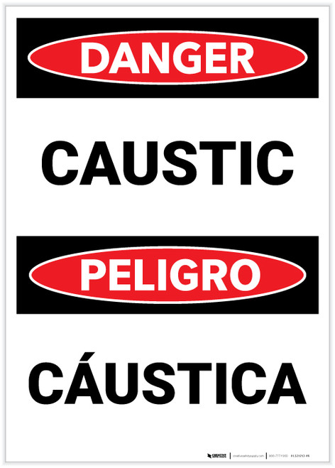 Danger: Caustic Bilingual Spanish - Label