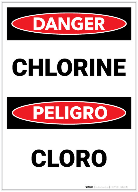 Danger: Chlorine Bilingual Spanish - Label