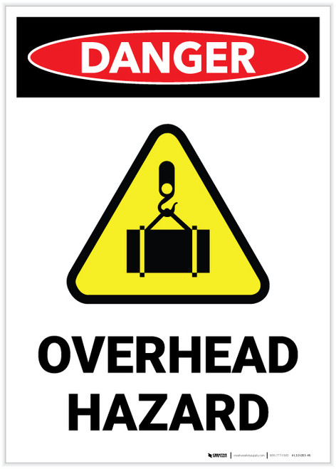 Danger: Overhead Hazard Portrait with Graphic - Label