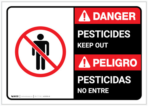 Danger: Pesticides Keep Out Bilingual Spanish ANSI - Label