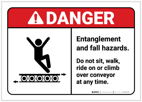 Danger: Entanglement and Fall Hazards ANSI - Label