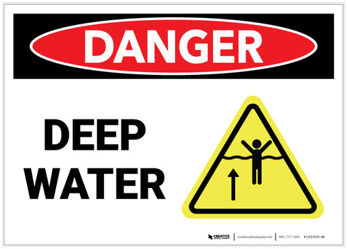 Danger: Deep Water Landscape with Graphic - Label
