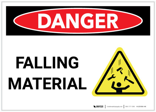 Danger: Falling Material Landscape with Graphic - Label