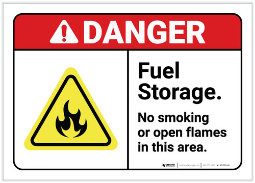 Danger: Fuel Storage No Smoking Or Open Flame - Label