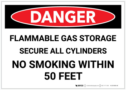 Danger: Flammable Gas Storage Secure Cylinders - Label
