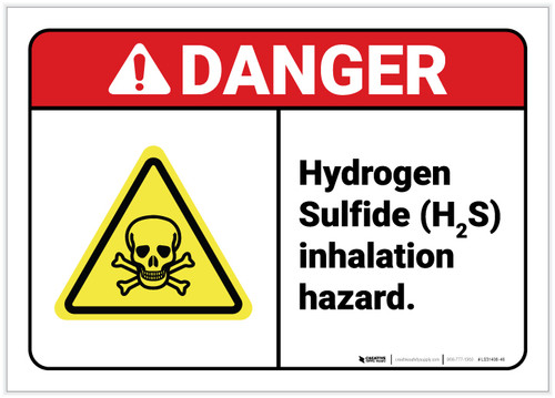 Danger: Hydrogen Sulfide inhalation Hazard ANSI - Label
