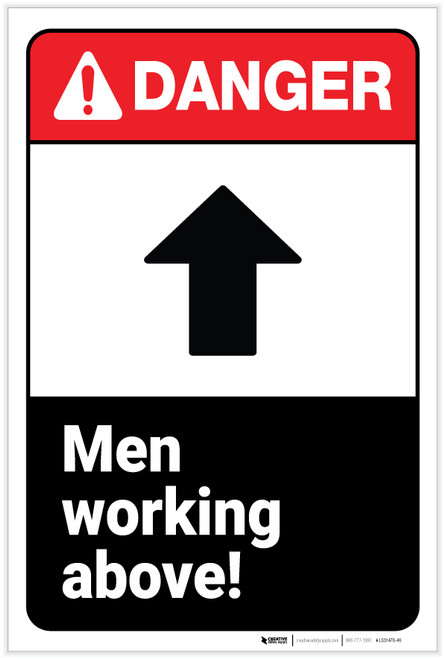 Danger: Men Working Above ANSI - Label