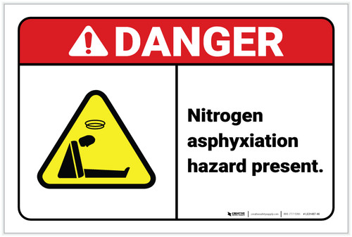 Danger: Nitrogen Asphyxiation Hazard ANSI - Label