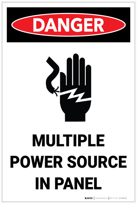 Danger: Multiple Power Source in Panel - Label