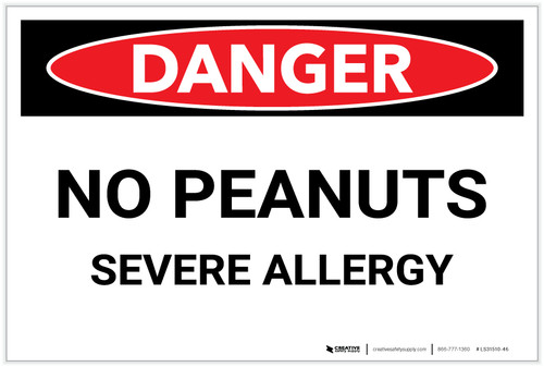 Danger: No Peanuts/Severe Allergy - Label