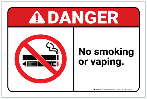 Danger: No Smoking or Vaping ANSI - Label