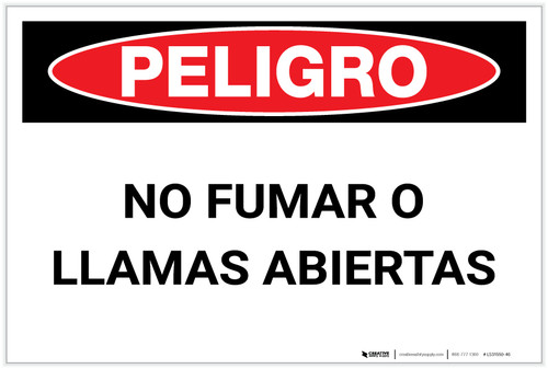 Danger: No Smoking And Open Flame - Spanish - Label