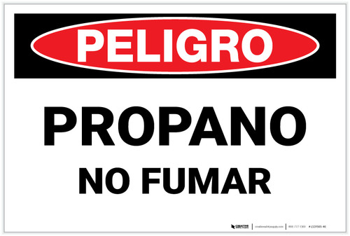 Danger: Propane No Smoking - Spanish - Label