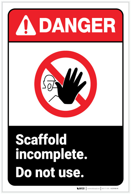 Danger: Scaffold Incomplete Do Not Use ANSI - Label