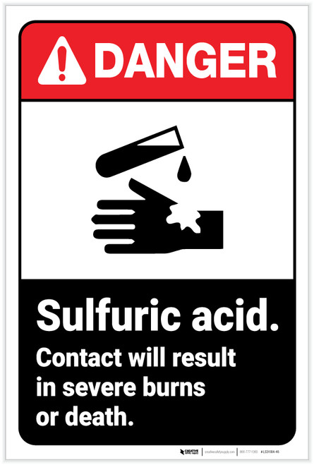 Danger: Sulfuric Acid ANSI - Label