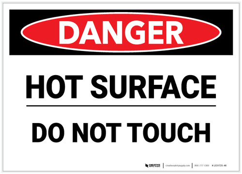 Danger: Hot Surface Do Not Touch - Label