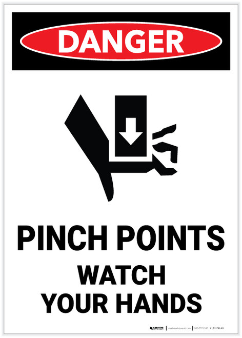Danger: Pinch Points Watch Your Hands Portrait - Label