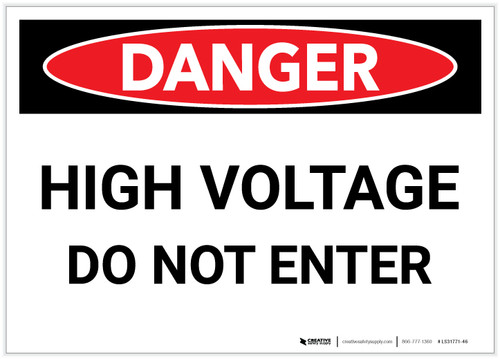 Danger: High Voltage Do Not Enter - Label
