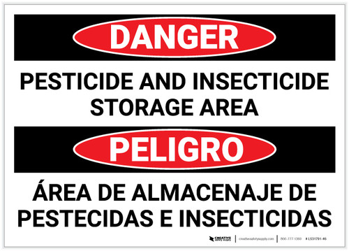 Danger: Pesticide Insecticide Storage Bilingual Spanish - Label
