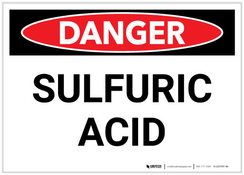 Danger: Sulfuric Acid Warning - Label