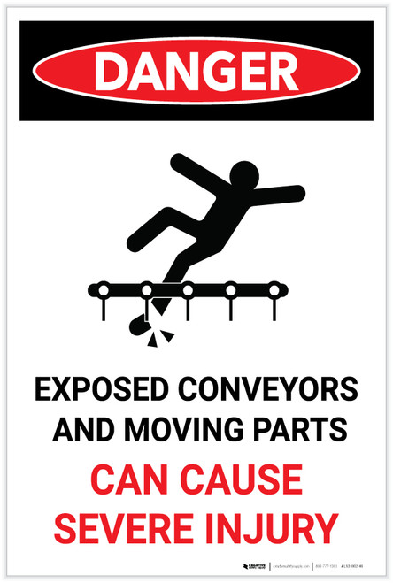 Danger: Exposed Conveyors Portrait - Label