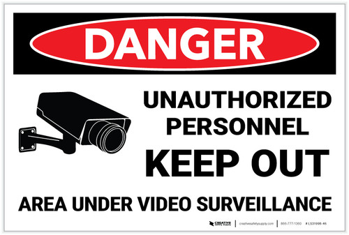 Danger: Unauthorized Personnel Keep Out with Icon Landscape - Label