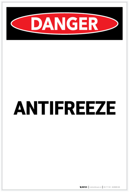 Danger: Antifreeze Portrait - Label