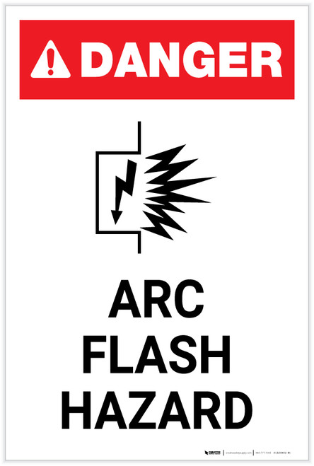 Danger: Arc Flash Hazard with Icon Portrait - Label