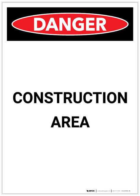 Danger: Construction Area Portrait - Label