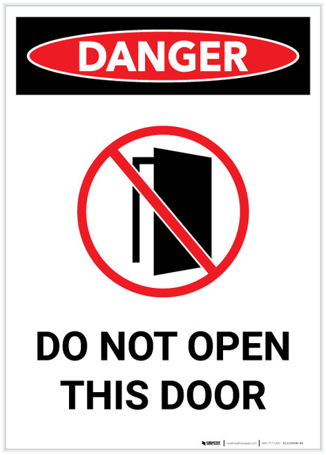 Danger: Do Not Open This Door with Icon Portrait - Label