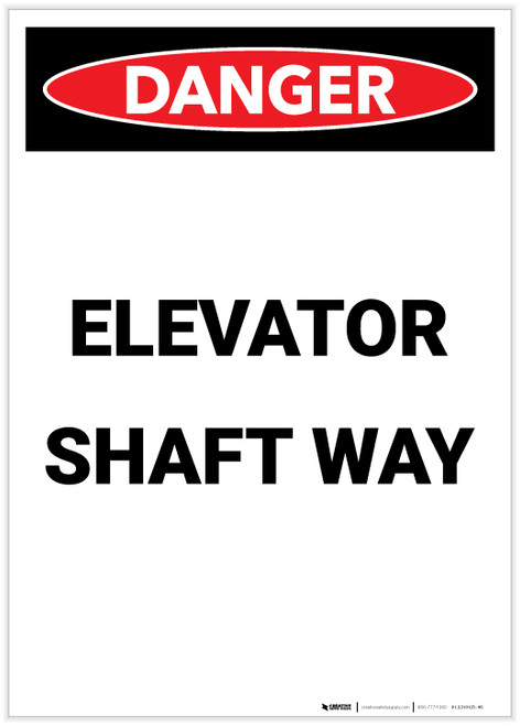 Danger: Elevator Shaft Way Portrait - Label