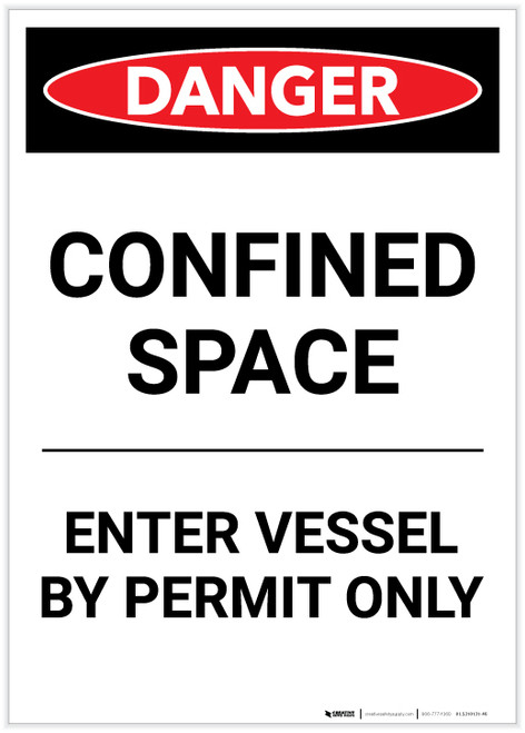 Danger: Enter Vessel Permit Only Portrait - Label