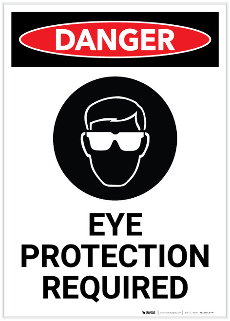 Danger: Eye Protection Required with Icon Portrait - Label