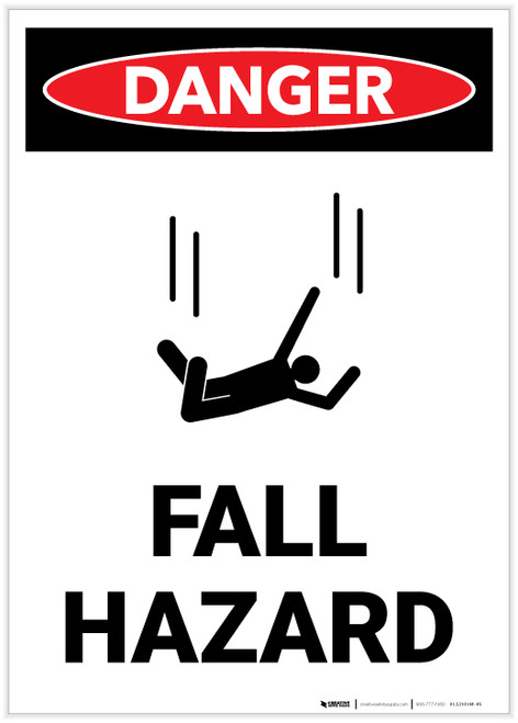 Danger: Fall Hazard with Icon Portrait - Label