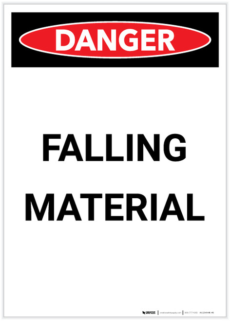 Danger: Falling Material Portrait - Label