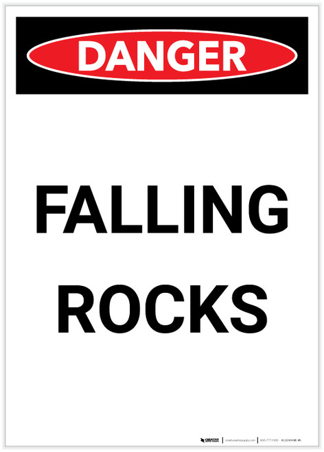 Danger: Falling Rocks Portrait - Label