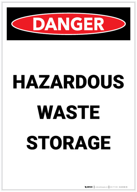 Danger: Hazardous Waste Storage Portrait - Label