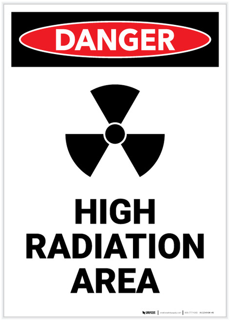 Danger: High Radiation Area with Icon Portrait - Label