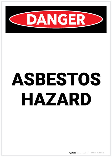 Danger: Asbestos Hazard Portrait - Label