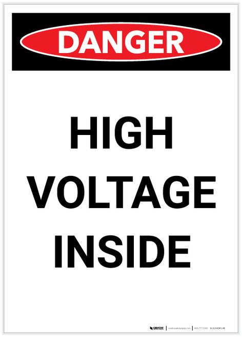 Danger: High Voltage Inside Portrait - Label