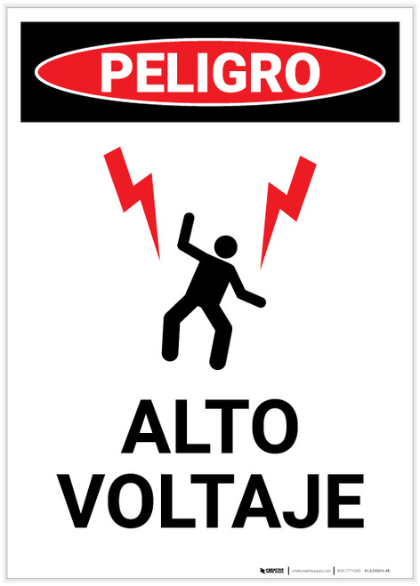 Danger: High Voltage With Graphic Spanish Portrait - Label
