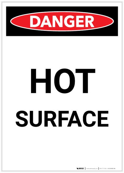 Danger: Hot Surface Portrait - Label
