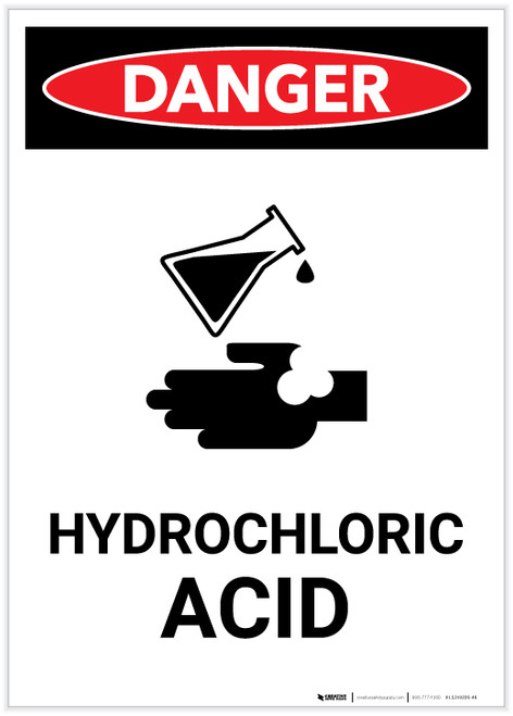 Danger: Hydrochloric Acid with Icon Portrait - Label